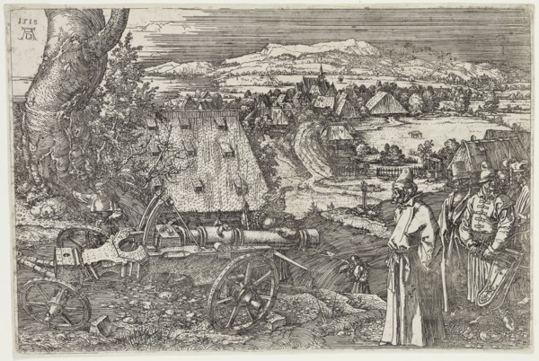 Albrecht Dürer, German, 1471-1528, Landscape with Cannon, 1518, etching printed in black ink on