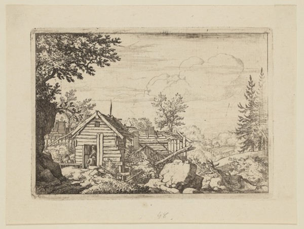 Allart van Everdingen, Dutch, 1621-1675, Two Men at the Door, between 1621 and 1675, etching