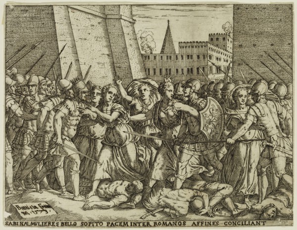 Giovanni Battista Fontana, Italian, 1524-1587, The Sabine Women Negociate a Peace, 1573, etching