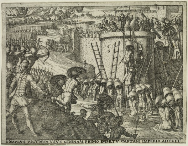 Giovanni Battista Fontana, Italian, 1524-1587, Romulus Takes the City of Caenina, 1573, etching and