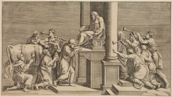 Diana Scultori, Italian, 1535-1587, after Giulio Romano, Italian, 1499-1546, Bull Offered in