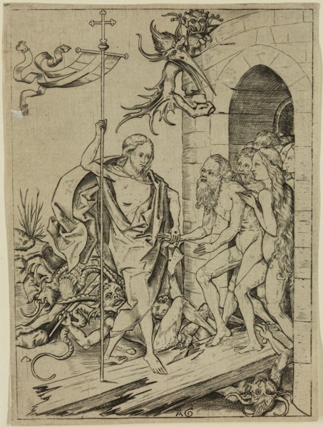 Master A. G., German, Descent into Limbo, 15th century, engraving printed in black ink on laid
