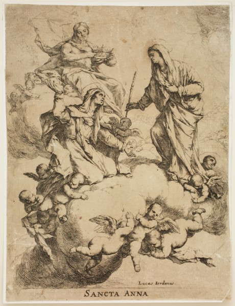 Luca Giordano, Italian, 1634-1705, Saint Anne Received into Heaven by the Holy Virgin and Jesus