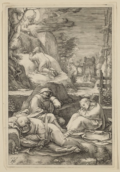 Hendrick Goltzius, Dutch, 1558-1617, Christ on the Mount of Olives, 1597, engraving printed in