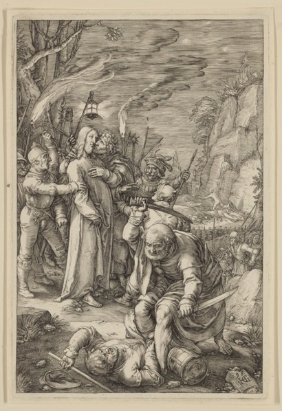 Hendrick Goltzius, Dutch, 1558-1617, Christ Taken Captive, 1598, engraving printed in black ink on