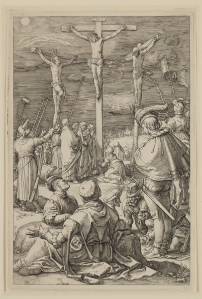 Hendrick Goltzius, Dutch, 1558-1617, Crucifixion, between 1596 and 1599, engraving printed in black