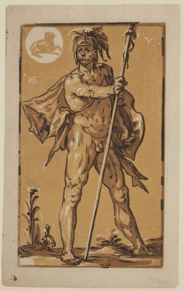 Hendrick Goltzius, Dutch, 1558-1617, Mars, between 1558 and 1617, chiaroscuro woodcut printed in