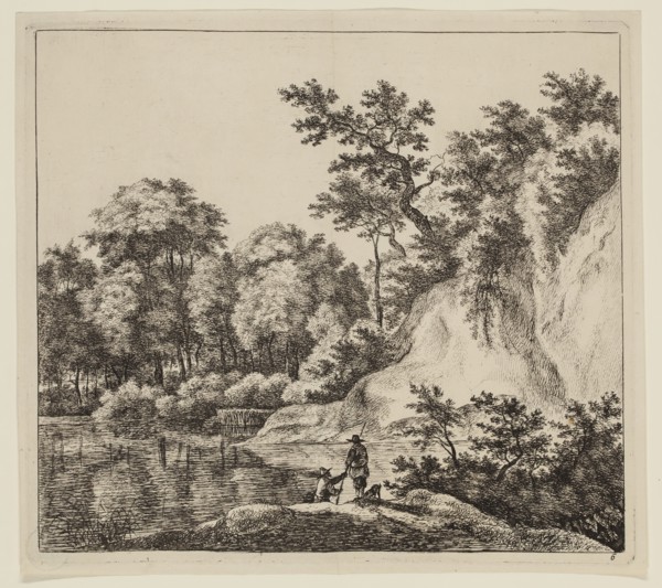 Jan Hackaert, Dutch, 1628 - after 1685, The Large Rock at the Bank of the River, 17th century,