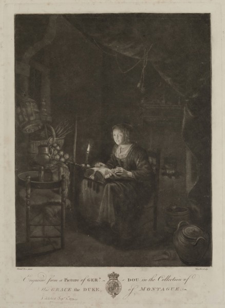 William Baillie, English, 1723-1810, after Gerhard Dou, Dutch, 1613-1675, Lace Maker, 1773, etching