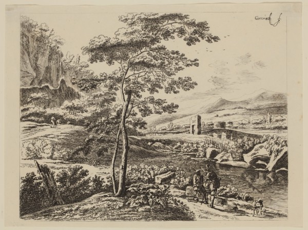 Willem de Heusch, Dutch, 1625-1692, The Pilgrim and the Shepherd, ca. 1690, etching and engraving