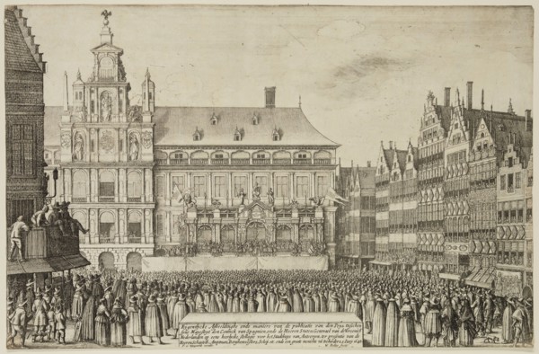 Wenceslaus Hollar, German, 1607-1677, Proclamation of Peace at Antwerp, 1648, etching printed in