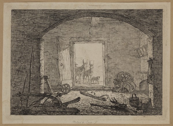 Pieter de Laer, Dutch, 1592-1642, Mules, ca. 1636, etching printed in black ink on laid paper,