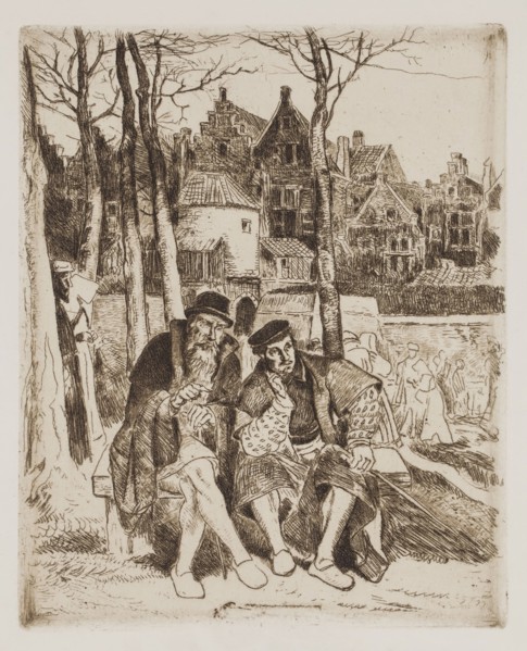 Hendrik Jan Augustyn Leys, Belgian, 1815-1869, Promenade hors des murs, ca. 1869, etching printed