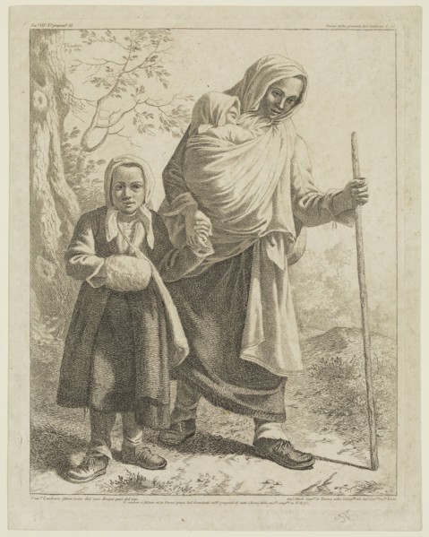 Francesco Londonio, Italian, 1723-1783, Woman Carrying an Infant and Leading a Girl by the Hand,