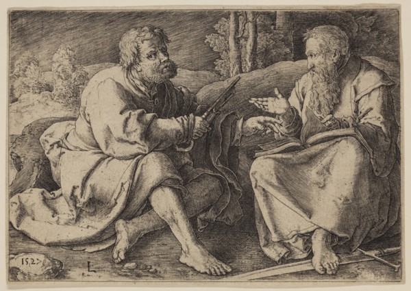 Lucas van Leyden, Netherlandish, 1494-1533, Saint Peter and Saint Paul, 1527, engraving printed in