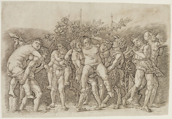 Andrea Mantegna, Italian, 1431-1506, Bacchanal with Silenus, ca. 1490, engraving printed in black