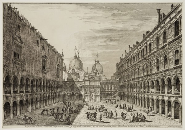Michele Giovanni Marieschi, Italian, 1696-1743, Court Yard of the Ducal Palace, Venice, 18th