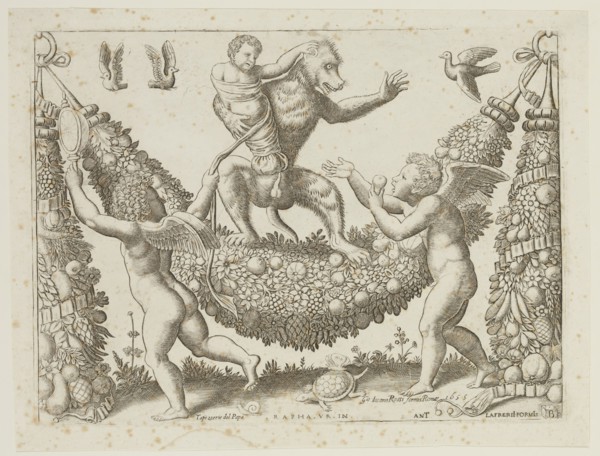 Master of the Die, Italian, after Raphael, Italian, 1483-1520, Two Putti Mocking a Monkey, 1532 or