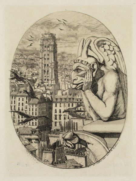 Charles Meryon, French, 1821-1868, Le stryge, 1853, etching printed in black ink on japan paper,