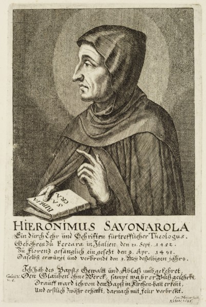 Conrad Meyer, Swiss, 1618-1689, Hieronimus Savonarola, 1685, etching and engraving printed in black