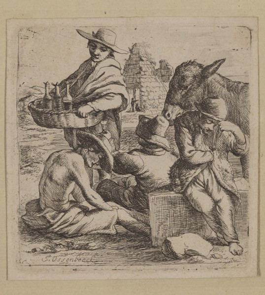 Jan Ossenbeeck, Dutch, 1624-1674, The Gin Merchant, 17th century, etching printed in black ink on