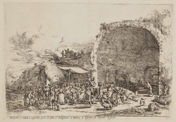 Jan Ossenbeeck, Dutch, 1624-1674, The Caffarelle, 17th century, etching printed in black ink on