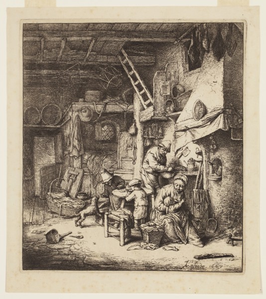 Adriaen van Ostade, Dutch, 1610-1685, Family, 1647, etching and engraving printed in black ink on