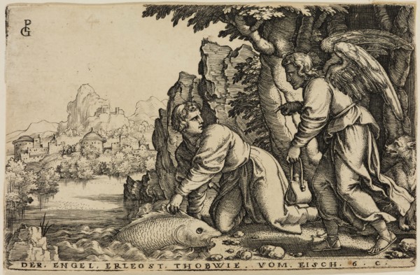 Georg Pencz, German, 1500-1550, The Angel Delivers Tobias from the Fish, between 1500 and 1550,