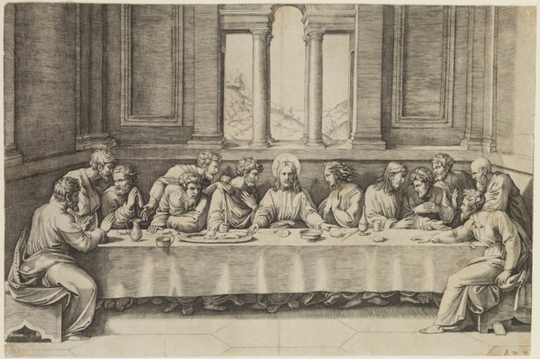Marcantonio Raimondi, Italian, 1487-1534, after Raphael, Italian, 1483-1520, Last Supper, between
