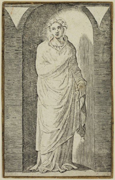 Marcantonio Raimondi, Italian, 1487-1534, after Raphael, Italian, 1483-1520, One of the Nine Muses,