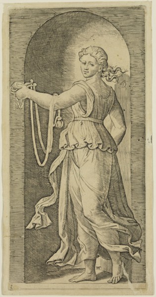 Marcantonio Raimondi, Italian, 1487-1534, after Raphael, Italian, 1483-1520, Temperance, between
