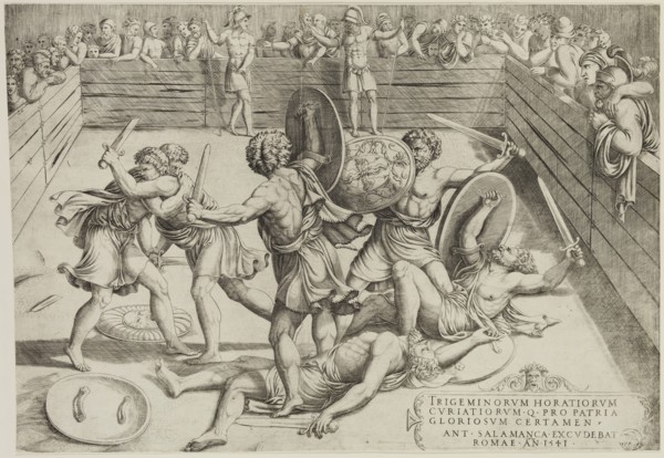 manner of Marcantonio Raimondi, Italian, 1487-1534, after Giulio Romano, Italian, 1499-1546, Combat