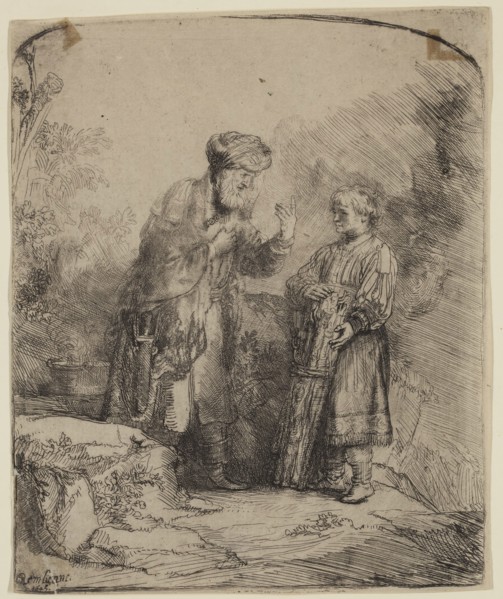 Rembrandt Harmensz van Rijn, Dutch, 1606-1669, Abraham and Isaac, 1645, etching printed in black