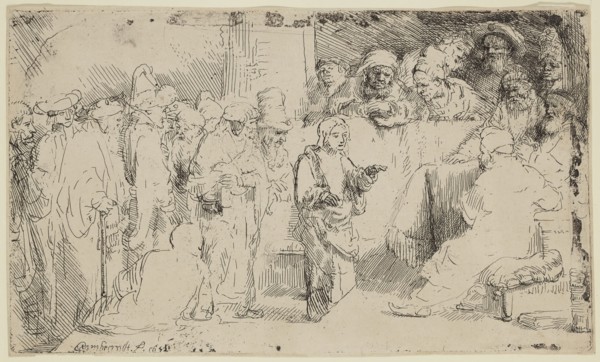 Rembrandt Harmensz van Rijn, Dutch, 1606-1669, Christ Disputing with the Doctors, 1652, etching and