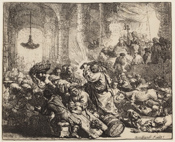 Rembrandt Harmensz van Rijn, Dutch, 1606-1669, Christ Driving the Money Changers from the Temple,