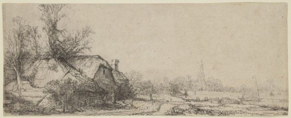 Rembrandt Harmensz van Rijn, Dutch, 1606-1669, Cottage beside a Canal: A View of Diemen, ca. 1645,