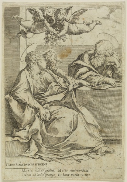 Guido Reni, Italian, 1575-1642, Holy Family, between 16th and 17th century, etching printed in