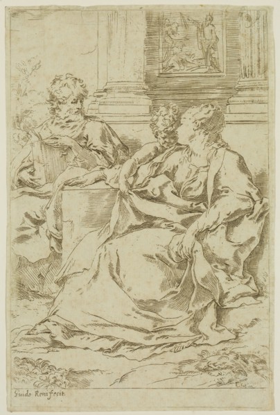 Guido Reni, Italian, 1575-1642, Holy Family, between 16th and 17th century, etching printed in