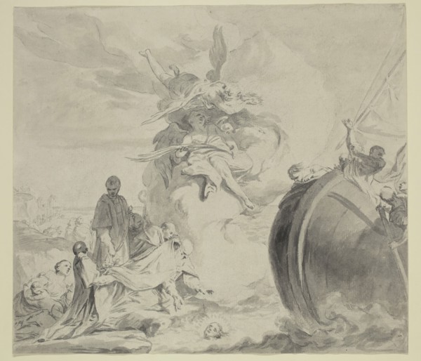 Gianbettino Cignaroli, Italian, 1706-1770, The Head of Saint Torpe Saved by Angels and Restored to
