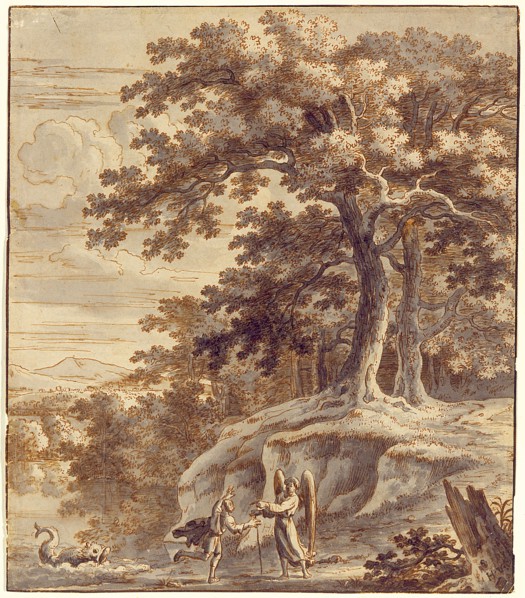 Jacques Rousseau, French, 1630 - 1693, Tobias and the Angel Encountering the Fish, mid-17th