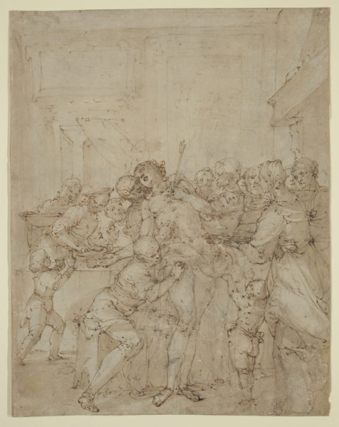 attributed to Giulio Benso, Italian, 1601-1668, St. Sebastian Ministered to by Saint Irene and