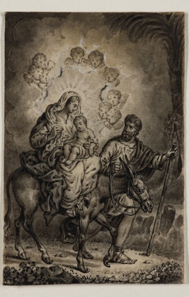 Alexandre Joseph Desenne, French, 1785-1827, Flight into Egypt, early 19th century, pen and brush,