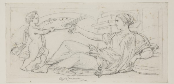 Eugène François Marie Joseph Devéria, French, 1805-1865, Painting, mid-19th century, graphite