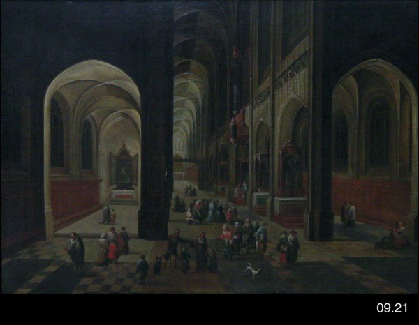 manner of Peeter Neefs the Elder, Flemish, 1577-1661, Interior of a Gothic Church, 1630/1640, Oil