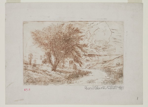 George W. Clark, American, Untitled, 1891, etching printed in brown ink on wove paper, Plate: 4 1/2