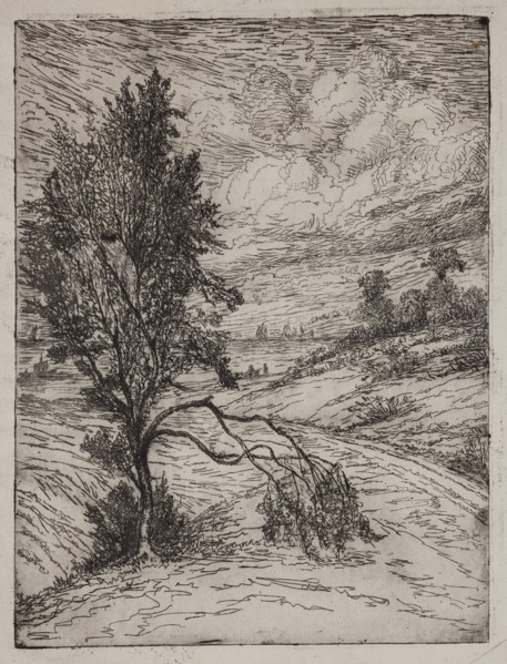 George W. Clark, American, By the River, 1892, Etching printed in black on laid paper, Plate: 7 7/8