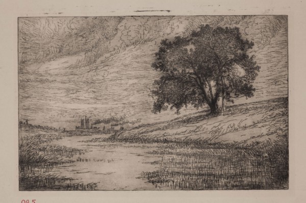 George W. Clark, American, Detroit River - In Distance Canada Side, 1892, etching printed in black