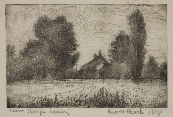 George W. Clark, American, River Rouge Scenery, 1891, etching printed in black ink on wove paper,