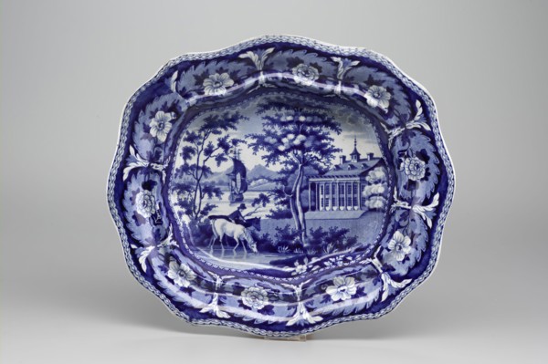 William Ridgway, English, 1788-1864, Mt. Vernon near Washington Flat Dish, between 1825 and 1830,