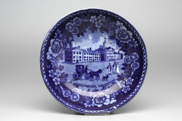 Unknown (English), Baltimore Hospital Saucer, between 1822 and 1832, white earthenware with blue